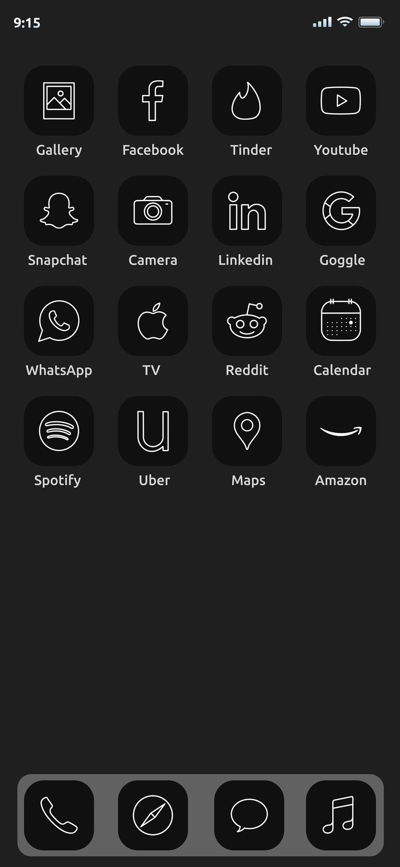 Black Minimalist Aesthetic Dark iOS14 icons 50 App Pack Etsy Black Minimalist Aesthetic Dark iOS14 icons 50 App Pack Etsy
