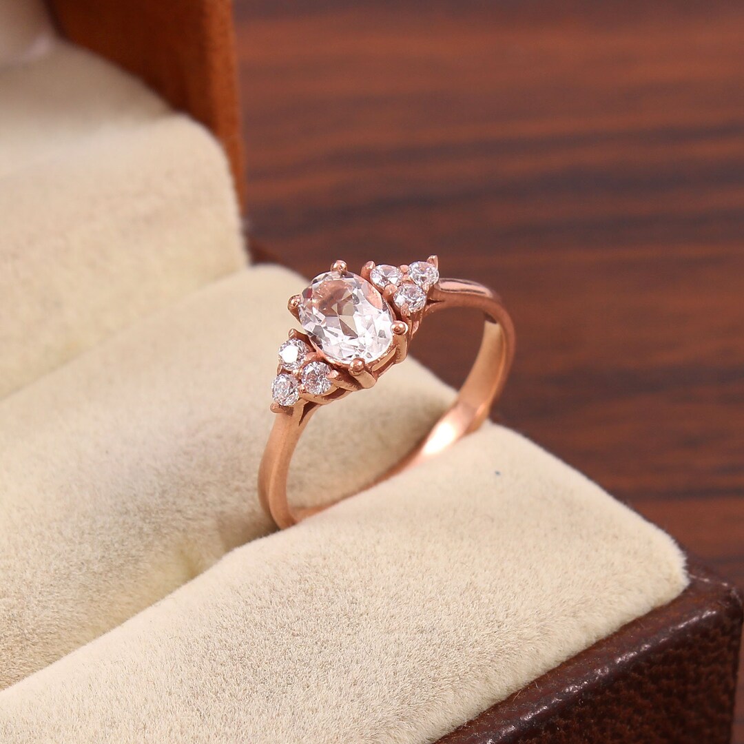 Crystal Quartz Ring, White Quartz Rings, 925 Sterling Oval Cut Ring