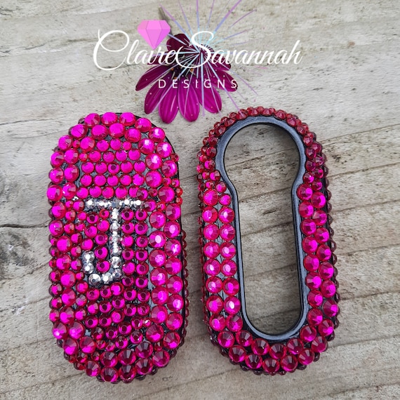 Personalised and crystallised rhinestoned car key cases/covers for audi, fiat, vauxhall, VW, BMW... hanging letters/initials, car accessory
