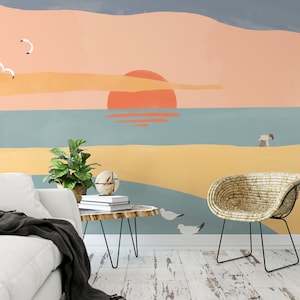 Sandy Sunrise Wall Mural for Walls Beach Scene Home Decor