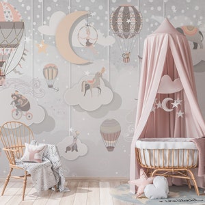 Circus Under Starry Sky Kids Wallpaper Mural for Nursery and Playroom Decor