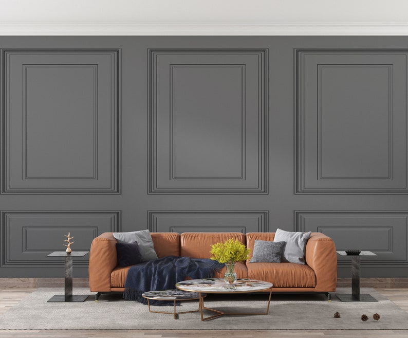 Elegant black textured wallpaper with rectangular panels