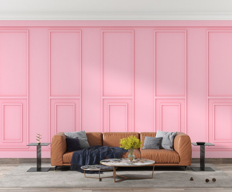 Luxury Sweet Soft Pink Classical Wood Wall, Removable Wallpaper Murals by welovewallz image 6