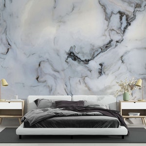 White Curly Marble Texture Wallpaper for Walls