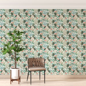 Vintage Botanischer Garten Tapete Wandbild für Wände – Florales Blattmuster in Grün
