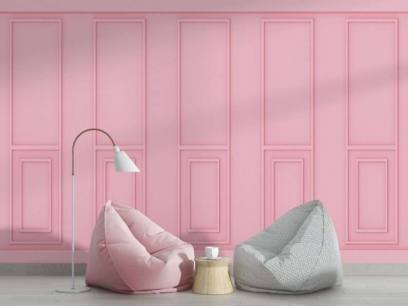 Luxury Sweet Soft Pink Classical Wood Wall, Removable Wallpaper Murals by welovewallz image 1