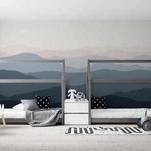 Nature Mountain Landscape Wallpaper, Vector Mountain Peel and Stick, Self Adhesive, Wallpaper Murals by welovewallz