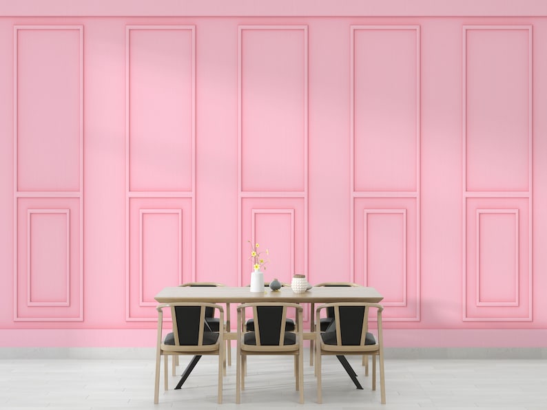 Luxury Sweet Soft Pink Classical Wood Wall, Removable Wallpaper Murals by welovewallz image 5