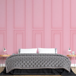 Luxury Sweet Soft Pink Classical Wood Wall, Removable Wallpaper Murals by welovewallz image 3