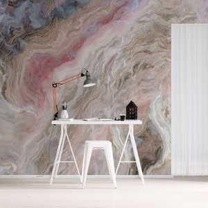 Beige Marble Wallpaper Mural Elegant Natural Stone Wall Covering for Home and Office