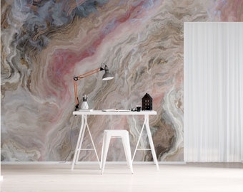 Beige marmeren behang mural elegante natuursteen wandbekleding voor thuis en op kantoor