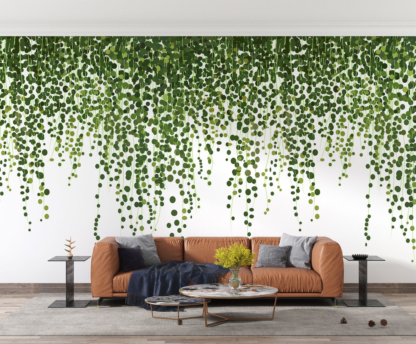 Green Leaves Small Wallpaper, Removable Wallpaper, Peel and Stick Murals by Welovewallz Etsy