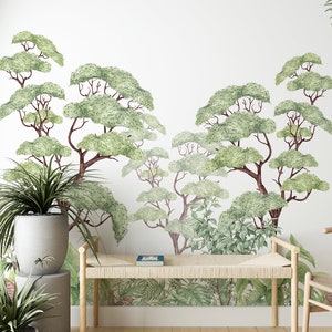 Vintage Botanical Leaf Pattern Wallpaper Greenery Wall Mural for Home and Office