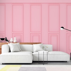 Luxury Sweet Soft Pink Classical Wood Wall, Removable Wallpaper Murals by welovewallz image 2
