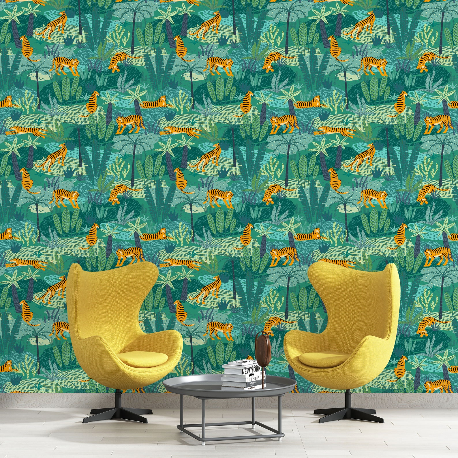 Exotic Pattern With Tigers in the Jungle Self Adhesive - Etsy
