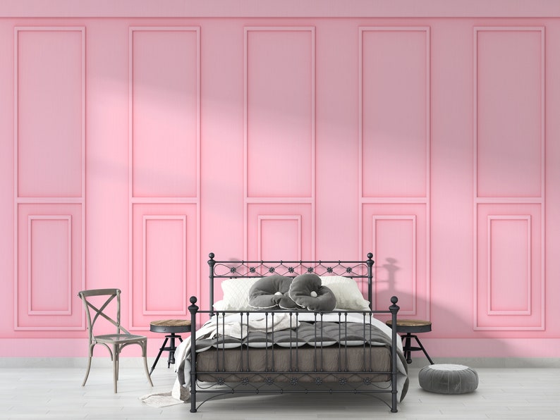 Luxury Sweet Soft Pink Classical Wood Wall, Removable Wallpaper Murals by welovewallz image 4