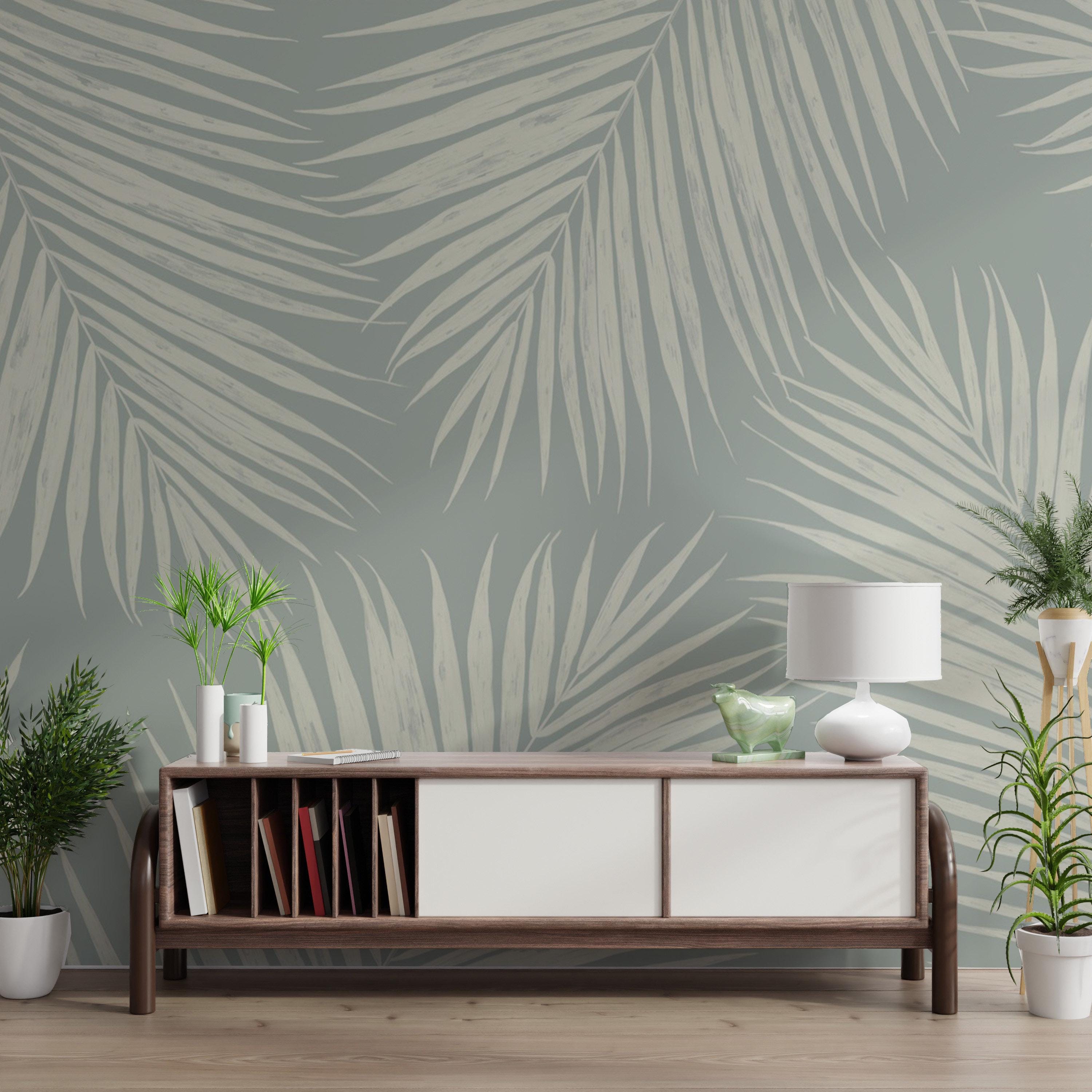 Modern Tropical Palm Leaf Wall Mural - Etsy