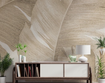 Amber Leaves Mural Wallpaper – Elegant Nature-Inspired Wall Art
