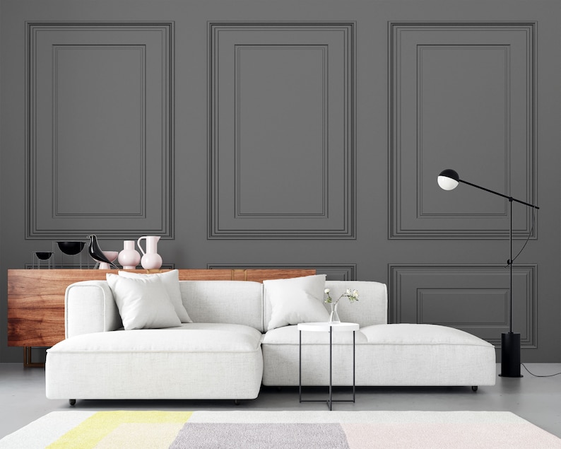 Sophisticated black wallpaper for living room walls
