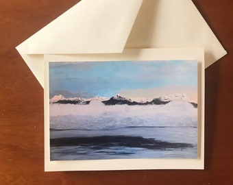 Puget Sound in Fog- Card with Print of Original Painting by the artist.  Free Shipping-Limited Time Offer!