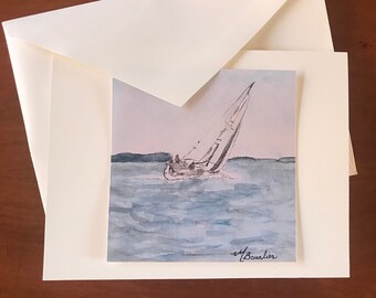 Sailing in Barkley Sound--print of original watercolor by the artist.  Free Shipping-Limited Time Offer!