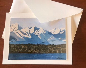 Olympic Mountains-- Card with print of abstract landscape painting by the artist. Free Shipping-Limited Time Offer!