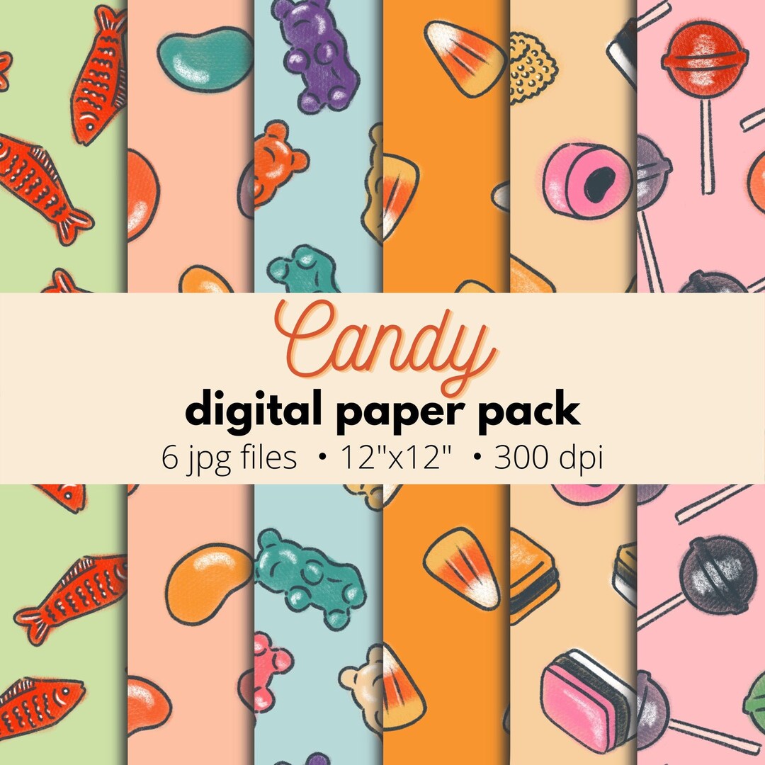 Cute Candy Digital Paper, Seamless Pattern Set, Texture Pack, Printable ...