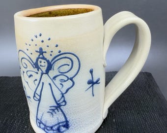 1997 Gooseberry Patch Maple City Pottery Christmas Angel Stoneware Mug Cup VTG
