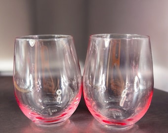 Juego de 2 vasos para vino sin tallo Mary Square Pink, transparentes, color rosa