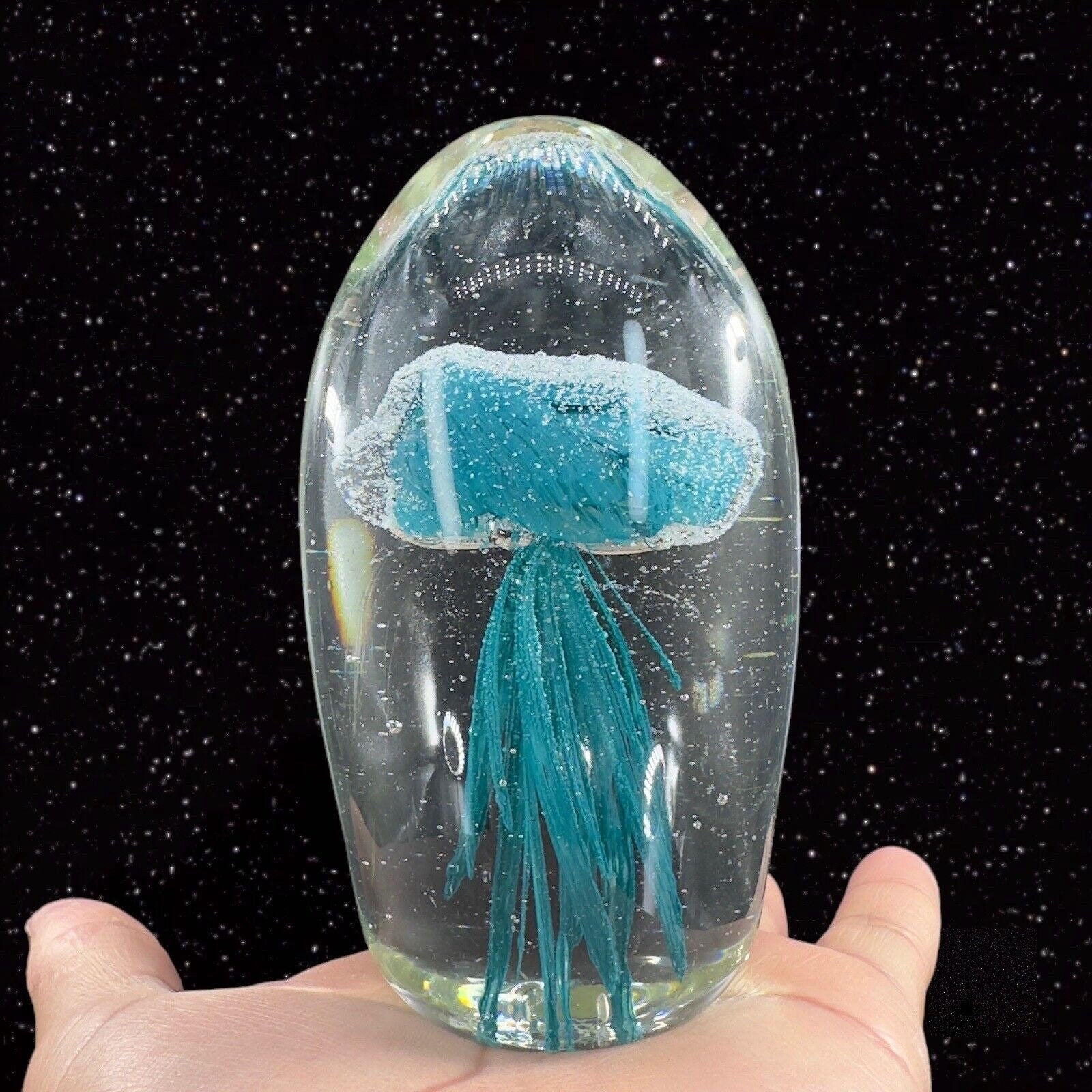 Heavy Art Glass Jellyfish Paperweight Figurine Glass With - Etsy