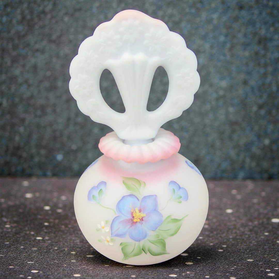 Fenton Blue Burmese Limited Edition Perfume Bottle Hand Painted