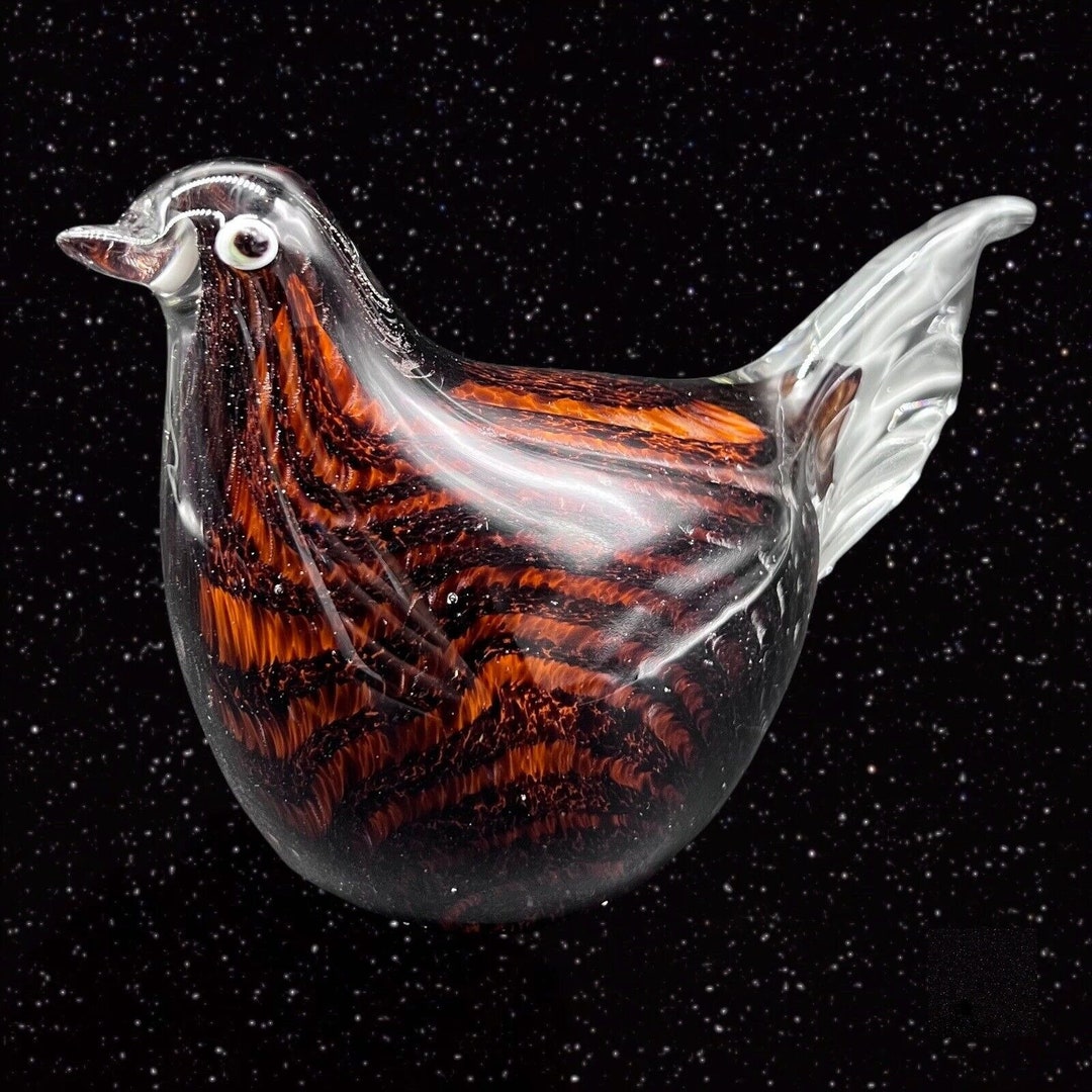 GCA Art Glass Brown Bird Black Striped Figurine 4T 6.5W Etsy