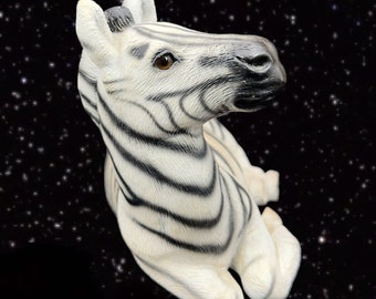 Vintage Bandanna 1982 Sculptures Inc. Black White Zebra Figurine 5