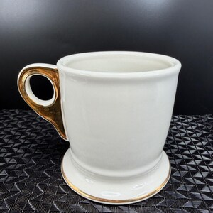 Anthropologie Monogram Initial F Mug White Gold Metallic Coffee Cup Pedestal Cup afbeelding 7