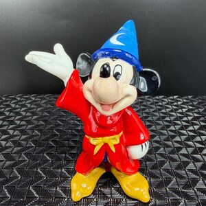 Disney Sorcerer Mickey Mouse Fantasia Ceramic Figurine Red Wizard Robe 4 Inch image 5