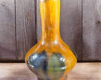 Vintage USA Pottery Bud Vase Small Brown Drip Glaze Ceramic Vase Multicolor VTG