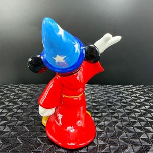 Disney Sorcerer Mickey Mouse Fantasia Ceramic Figurine Red Wizard Robe 4 Inch image 6
