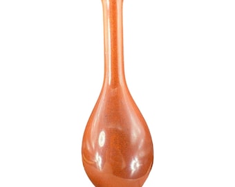 Vintage Japanese Ceramic Bud Vase Vessel Rusty Orange Glaze Ceramic Vase Decor