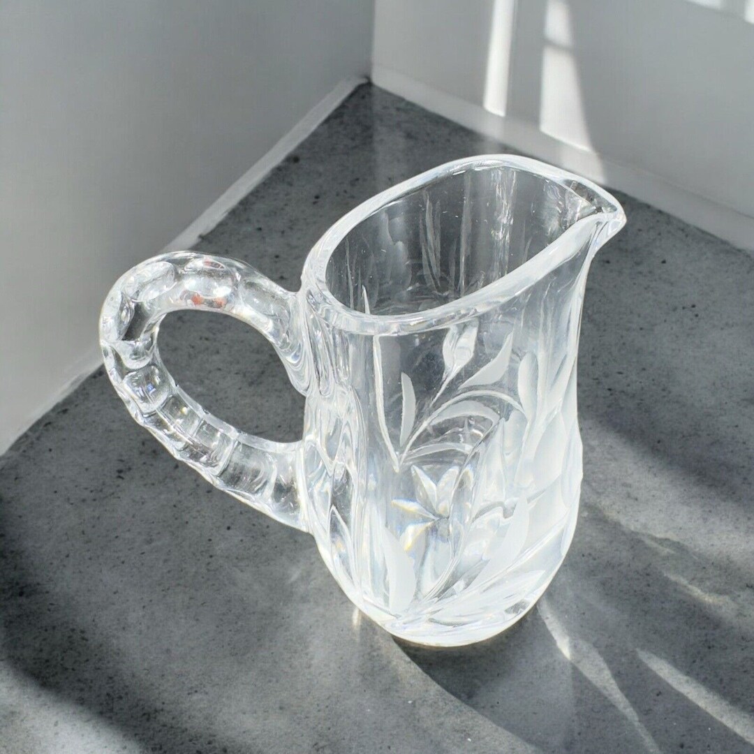Vintage Clear Crystal Glass Miniature Small Pitcher Carafe Old ...