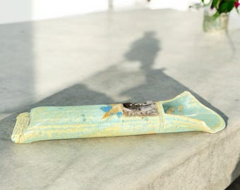 Hand Made Pottery Wall Pocket Vase Long Vessel Wall Hanging Vase Vessel Marked