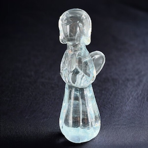 Vintage Clear Art Glass Praying Angel Figurine Paperweight Sculpture Glass VTG