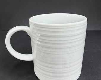 Sant' Andrea Royal Porcelain White Ribbed Coffee Mug Cup Stoneware Single Mug