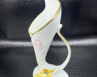 Alka Kunst Bavaria Porcelain Vase Vessel West Germany Gilded Gold Floral Pattern