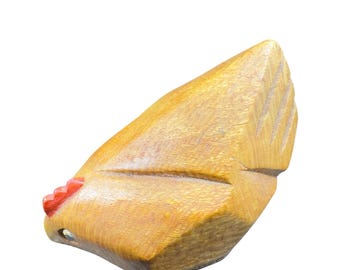 Hand Carved Wooden Chicken Hen Figurine Folk Art Figure Carved Decorative Hen