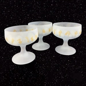 Al Rama Blue Frosted Hand Painted Sherbet Drinking Glasses Set 3 Hand Made Glass