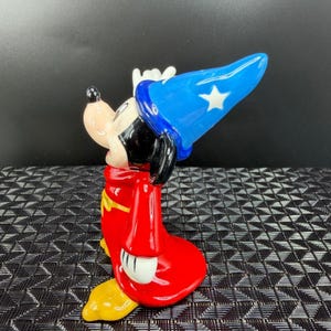 Disney Sorcerer Mickey Mouse Fantasia Ceramic Figurine Red Wizard Robe 4 Inch image 8