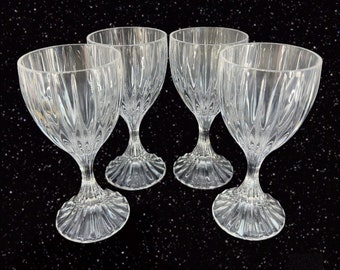 Mikasa Crystal Park Lane Ridge Vertical Cut Glasses Goblet Made In Germany 4 PCS