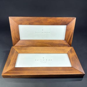 Pottery Barn Hobbs Wood Picture Frame Set of 2 Brown 3.5x10 Panoramic Tabletop