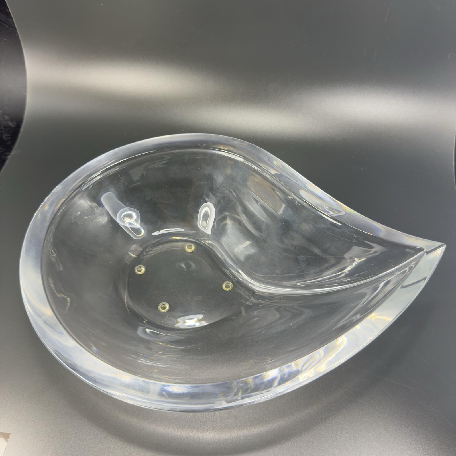 Orrefors Skai Crystal Drop Bowl Clear Heavy Glass Bowl Dish Martti Rytkönen VTG