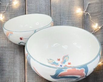 Anthropologie Stoneware Dish Bowl Ceramic Folk Art Style Pattern Bowls Dishes